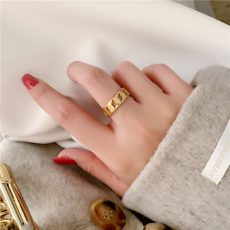 Anillo Cadena Acero Titanio