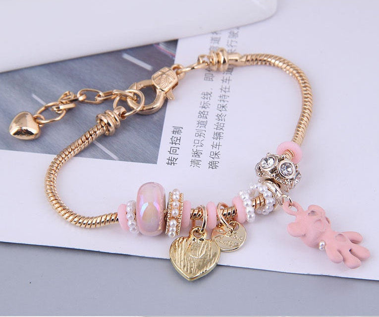 Pulsera Oso Corazón Aleación