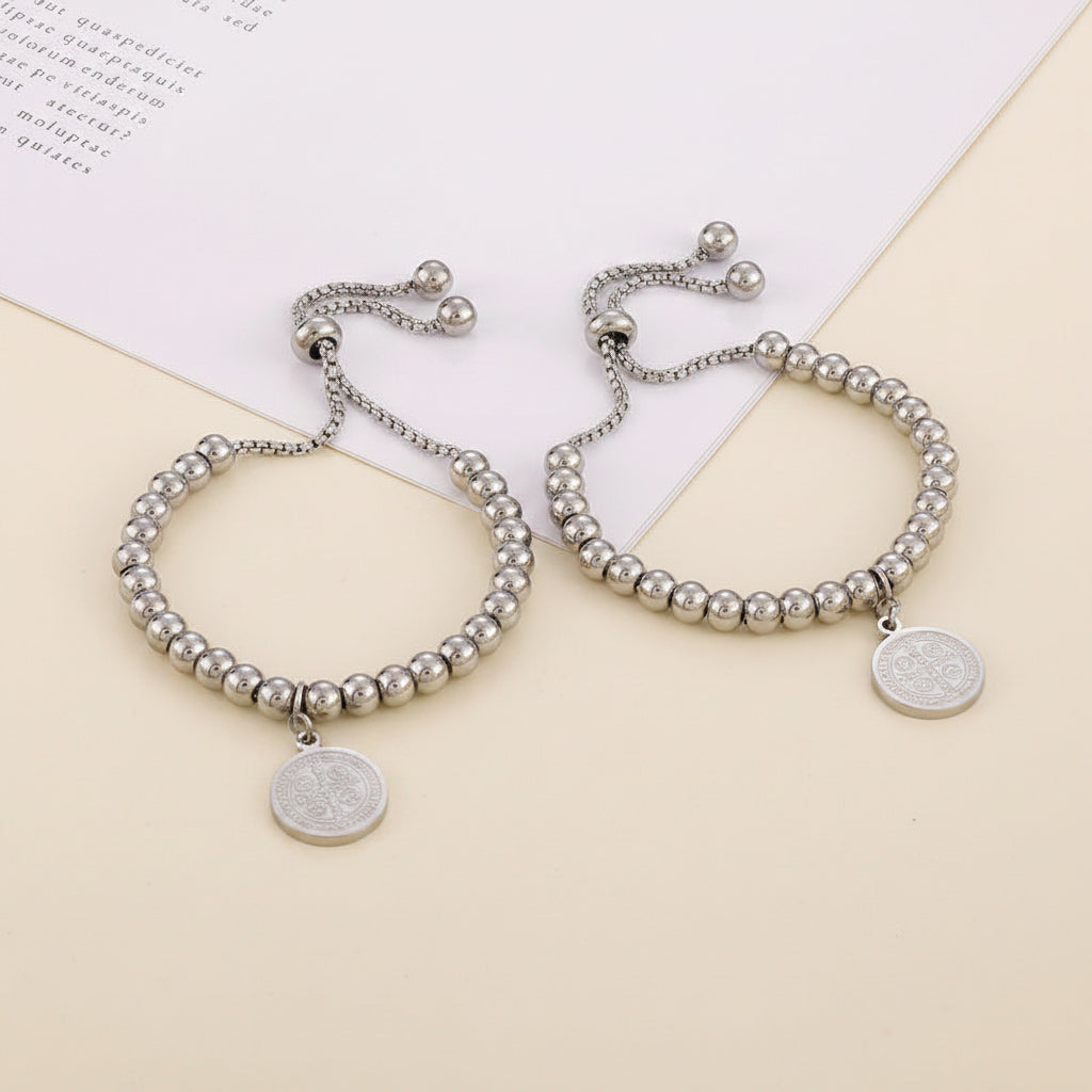 Pulsera Bolitas San Benito Acero Titanio