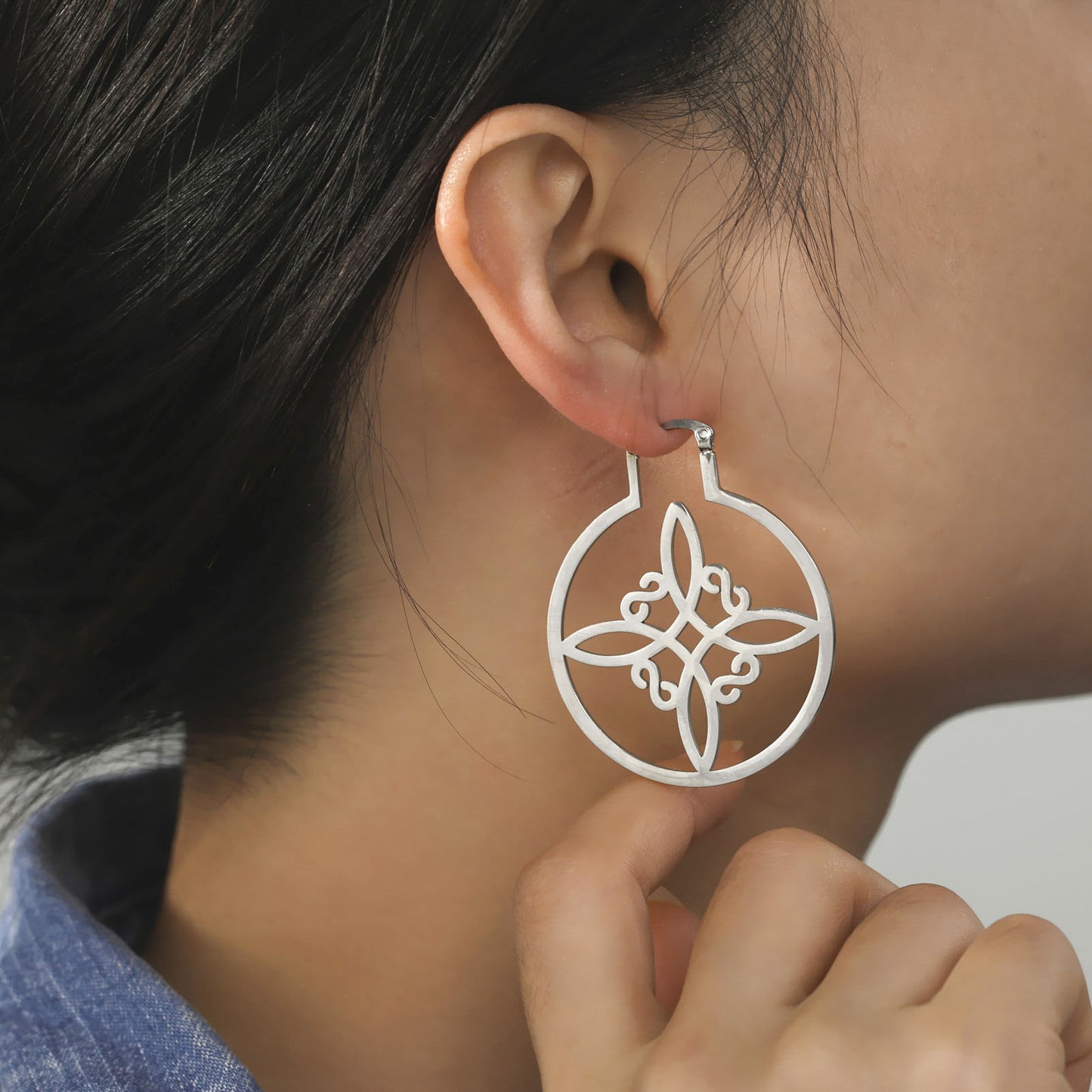 Aretes Nudo De Bruja Acero Inoxidable