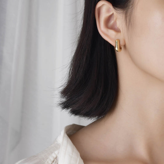 Aretes Sencillos Dorado Acero Inoxidable