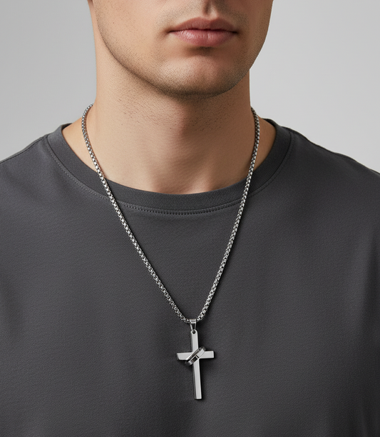 Cadena Hip Hop Retro Cruz Acero Inoxidable