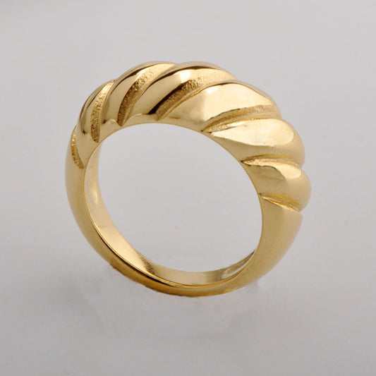 Anillo Simple Geométrico Acero Titanio