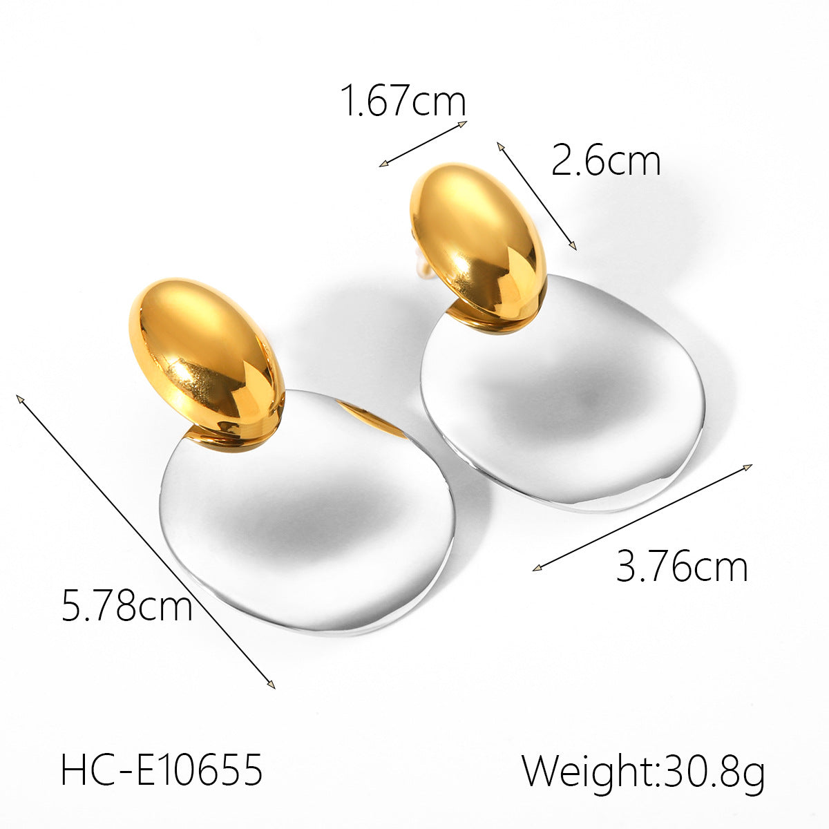 Aretes Bicolor Redondo Acero Inoxidable