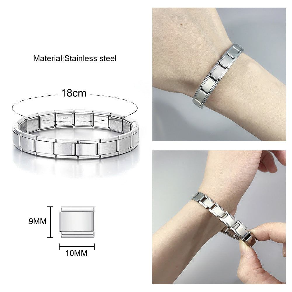 Pulsera Italiana Plateado Mate Acero Inoxidable