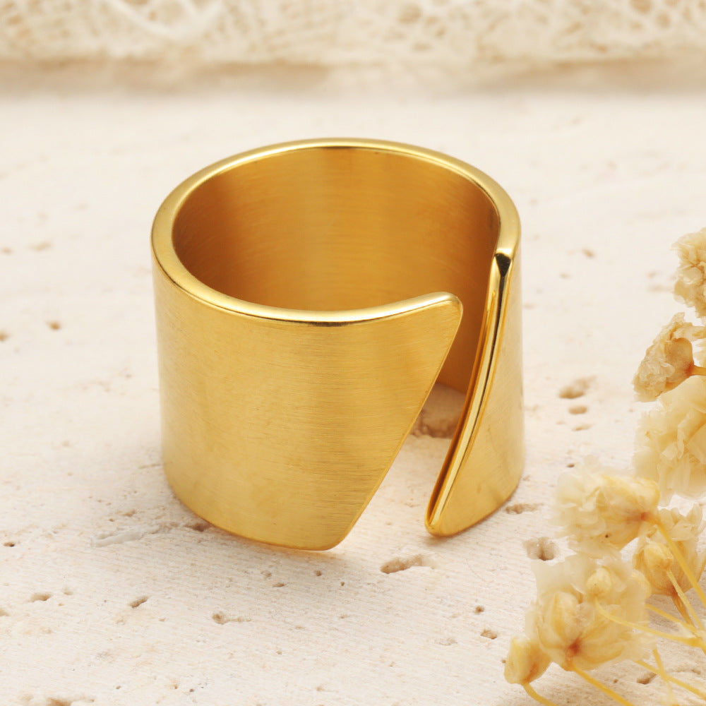 Anillo Grueso Abierto Acero Titanio