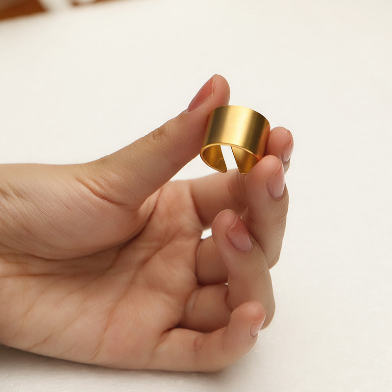 Anillo Grueso Abierto Acero Titanio