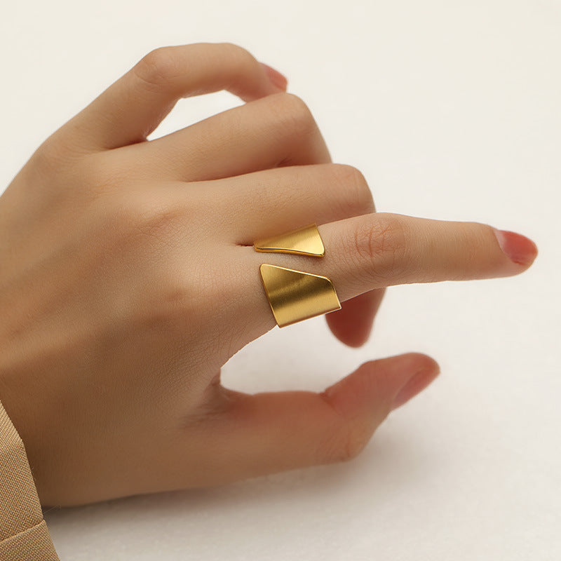 Anillo Grueso Abierto Acero Titanio
