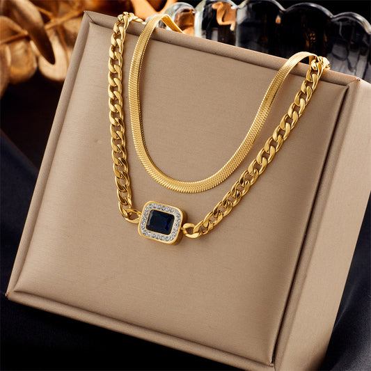 Collar Doble Cadena Acero Titanio