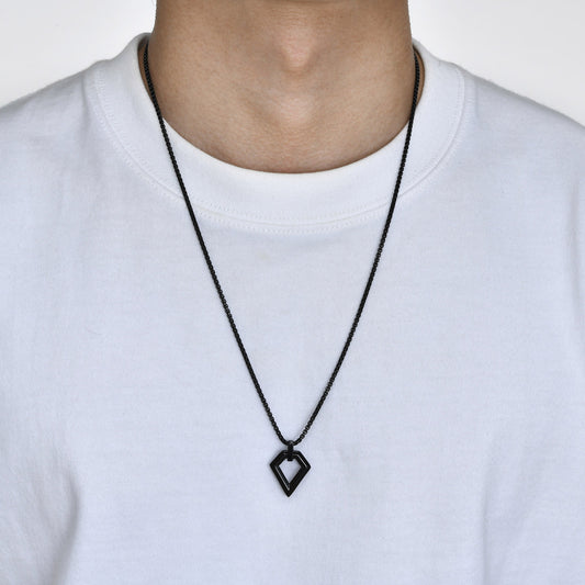 Collar Geométrico Negro Acero Inoxidable