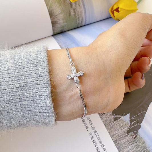 Pulsera Doble Cruz Plata De Ley 925