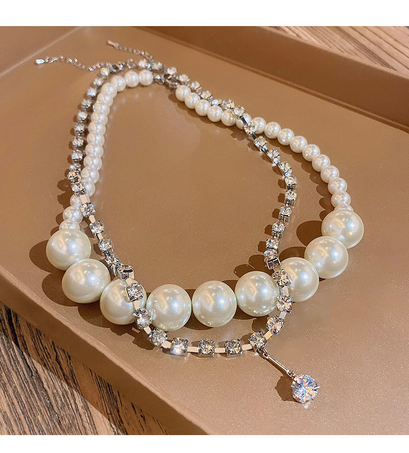 Collar Doble Circón Perlas