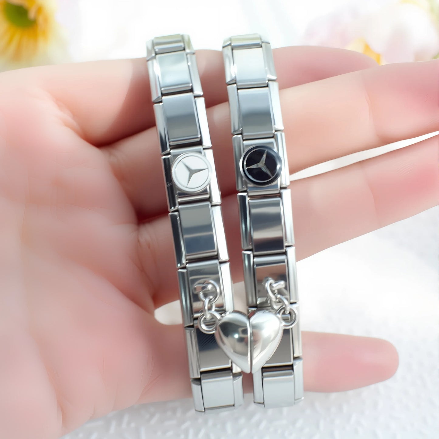 Pulseras Pareja Italiana Acero Inoxidable