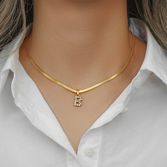 Collar Inicial Circón Acero Inoxidable