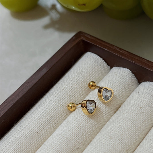 Aretes Corazón Acero Titanio