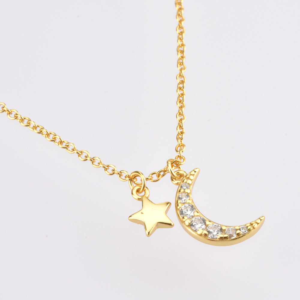 Collar Luna Estrella Plata De Ley 925