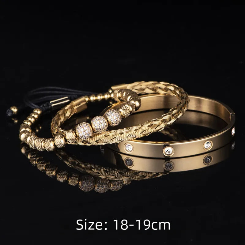 Set Pulsera Doradas Acero Inoxidable