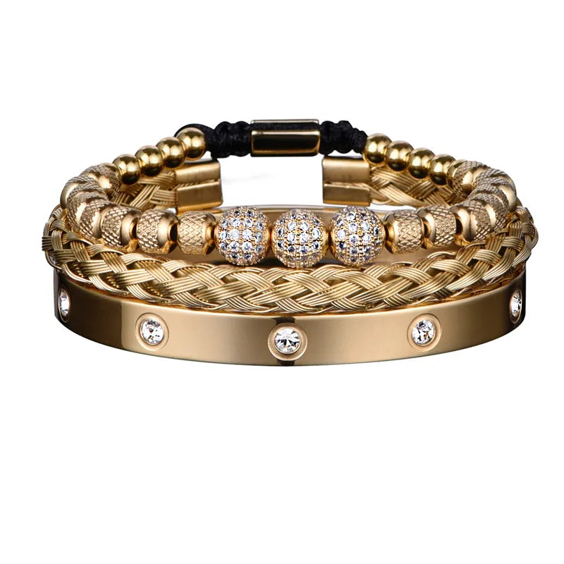 Set Pulsera Doradas Acero Inoxidable