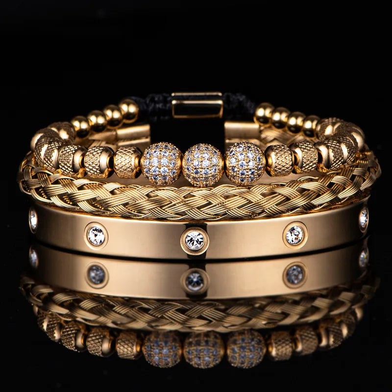 Set Pulsera Doradas Acero Inoxidable