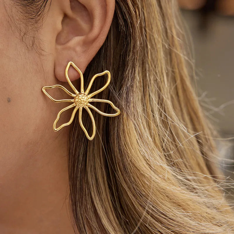 Aretes Flor Acero Inoxidable