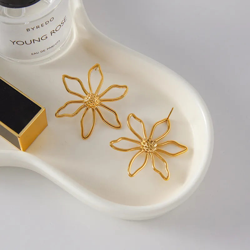 Aretes Flor Acero Inoxidable