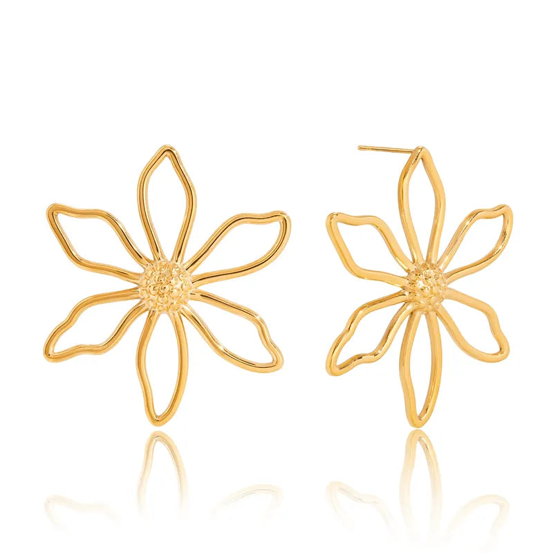 Aretes Flor Acero Inoxidable