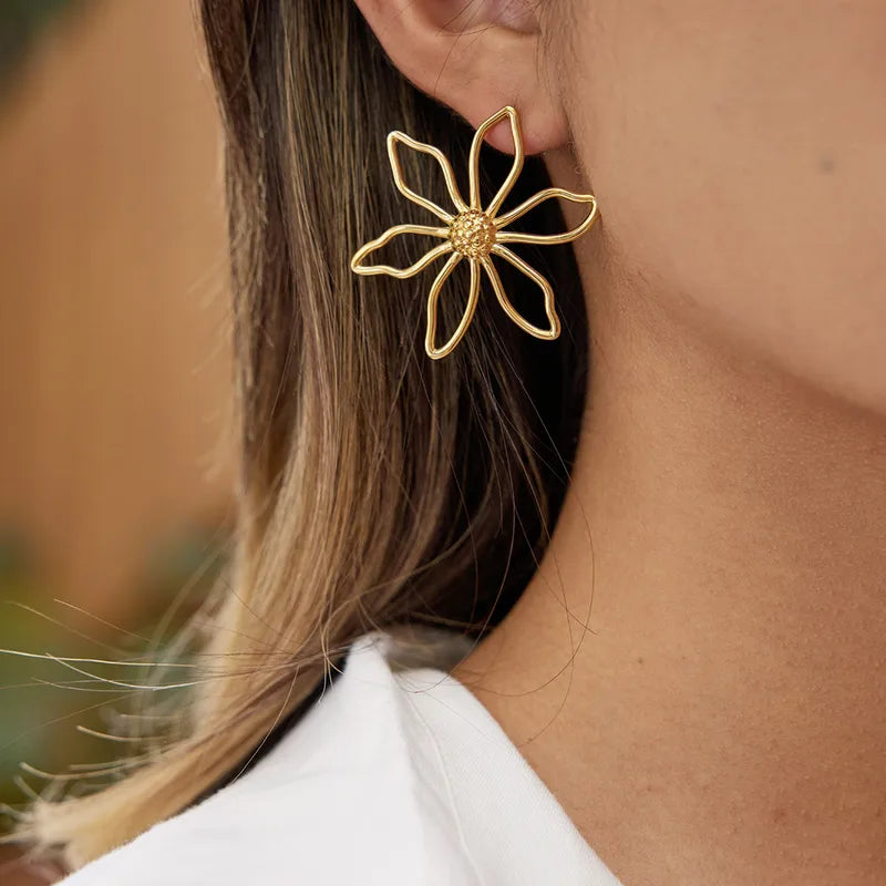 Aretes Flor Acero Inoxidable