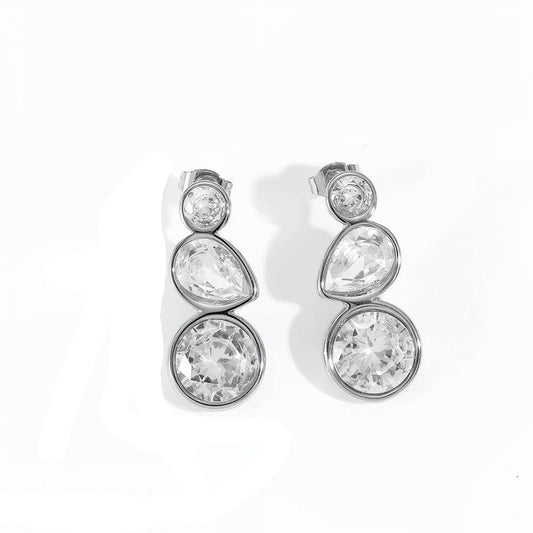 Aretes Zirconia Acero Inoxidable