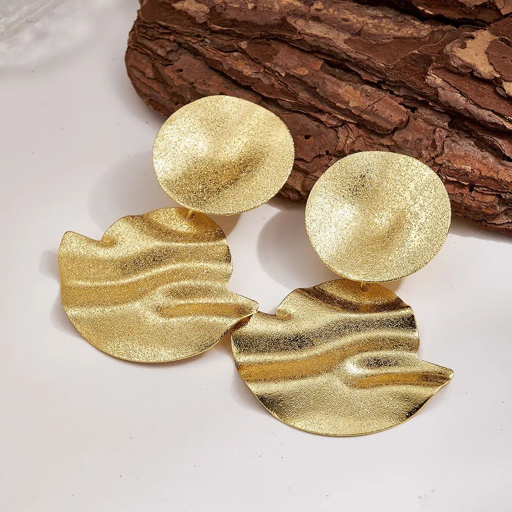 Aretes Dorado Retro Exagerado Acero Inoxidable
