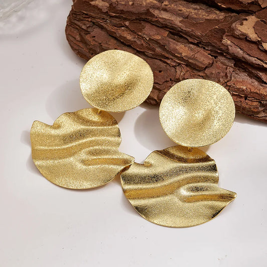 Aretes Dorado Retro Exagerado Acero Inoxidable