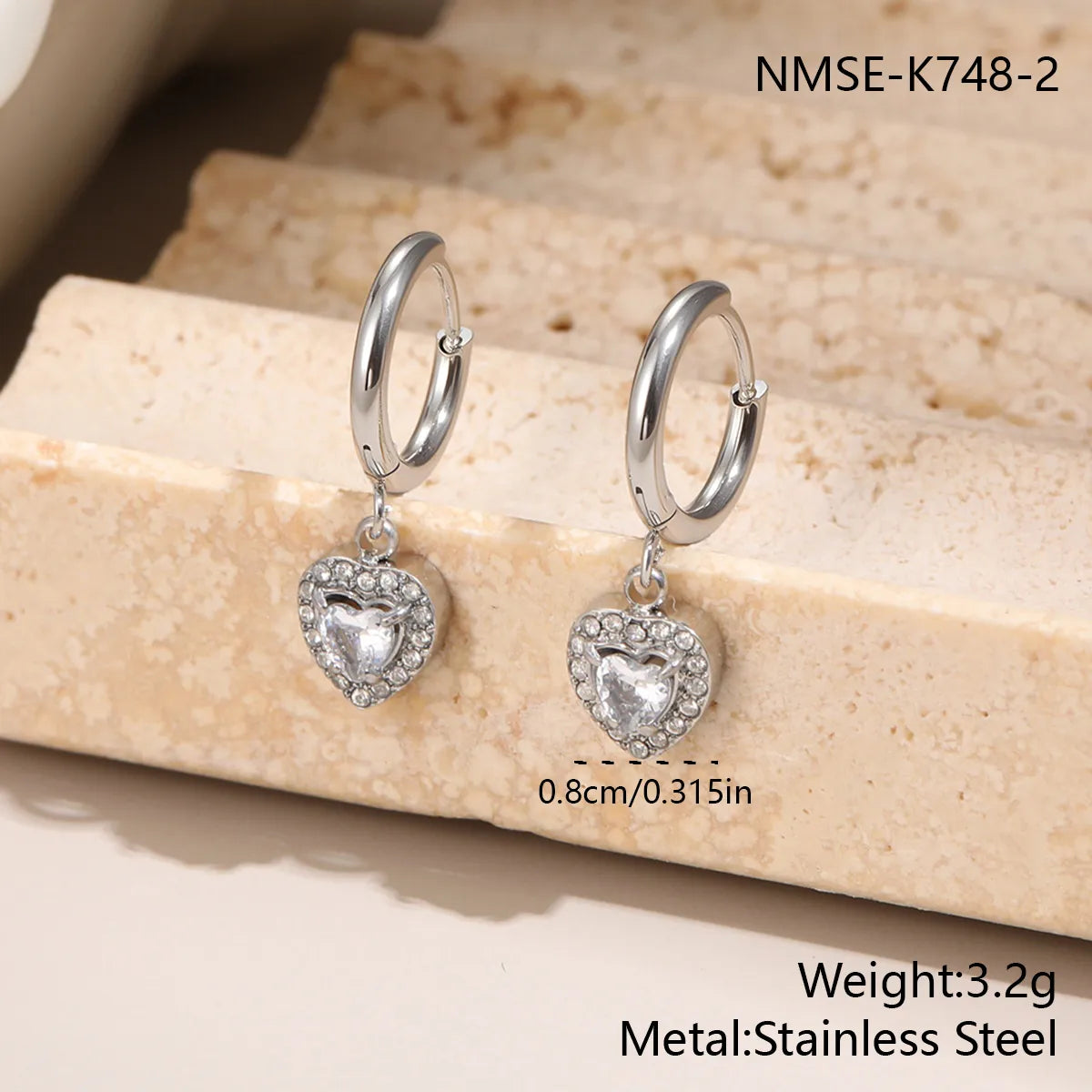 Aretes Corazón Acero Inoxidable