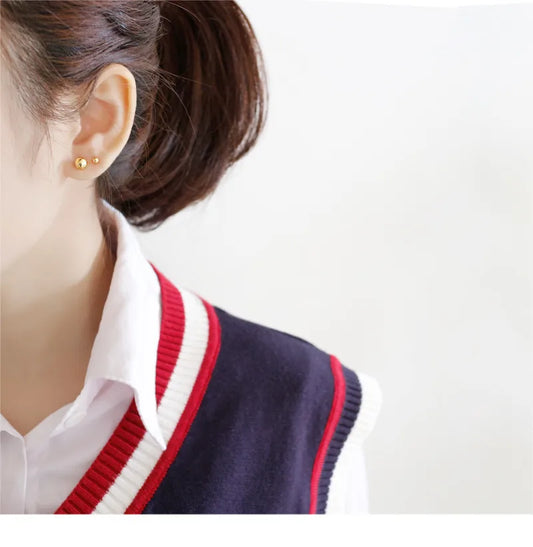 Aretes Bola Dorado 6mm Plata 925