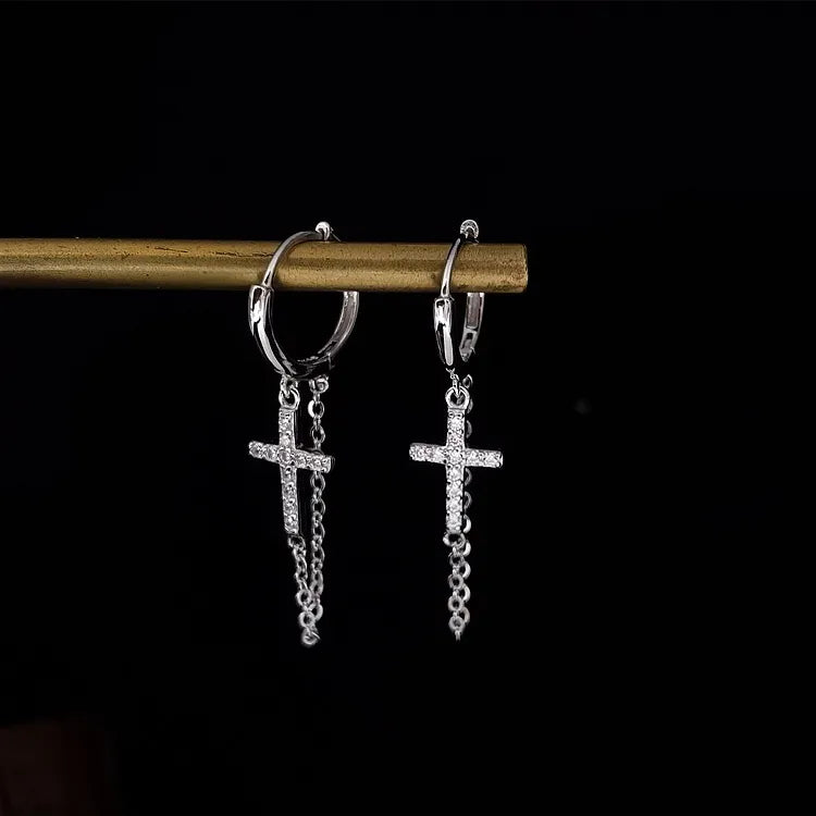 Arracadas Pequeñas Cruz Plata S925