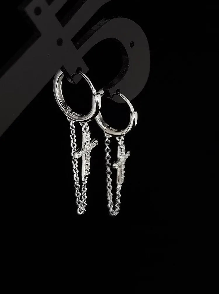 Arracadas Pequeñas Cruz Plata S925