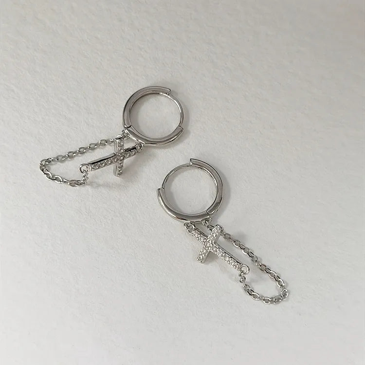 Arracadas Pequeñas Cruz Plata S925