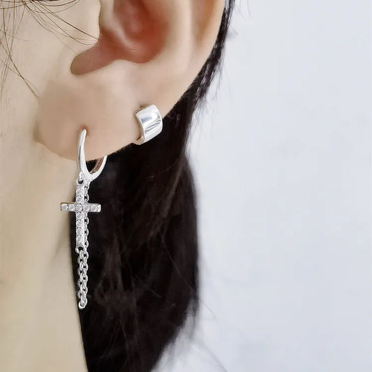 Arracadas Pequeñas Cruz Plata S925