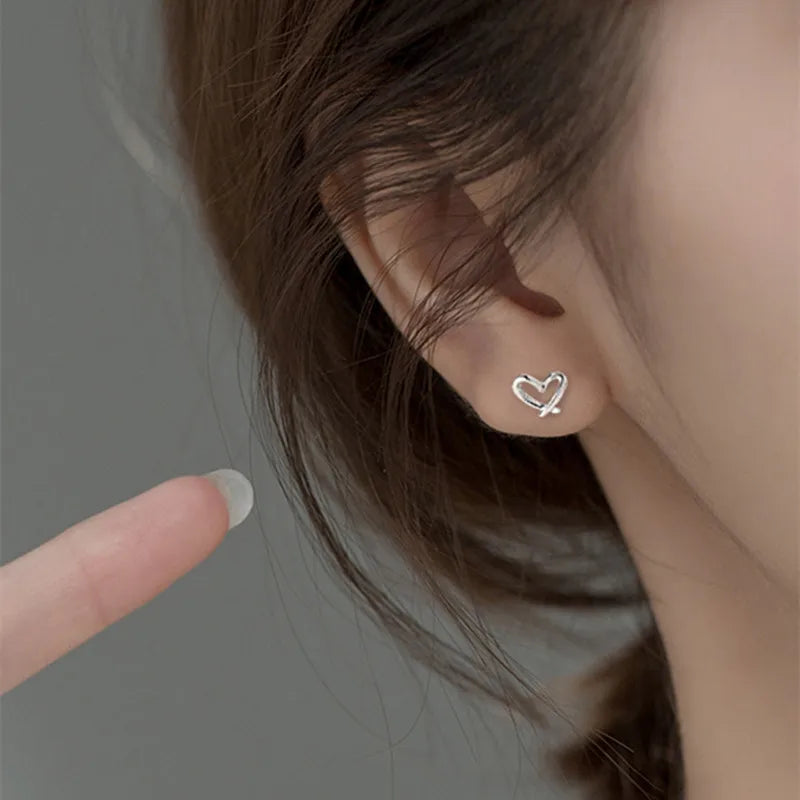 Aretes Corazón Hueco Plata Pura S999