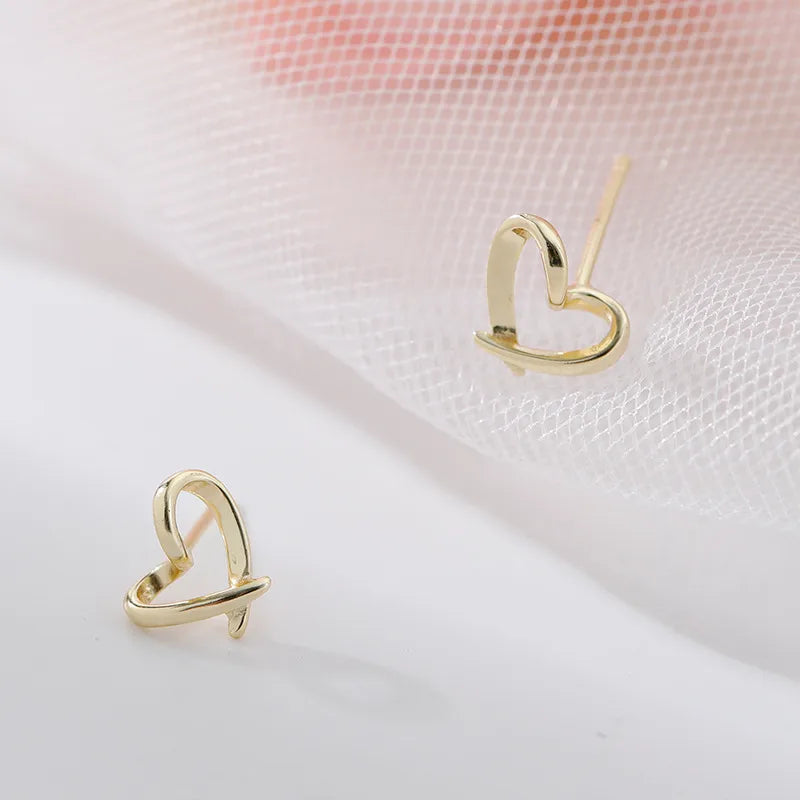 Aretes Corazón Hueco Dorado Plata Pura S999