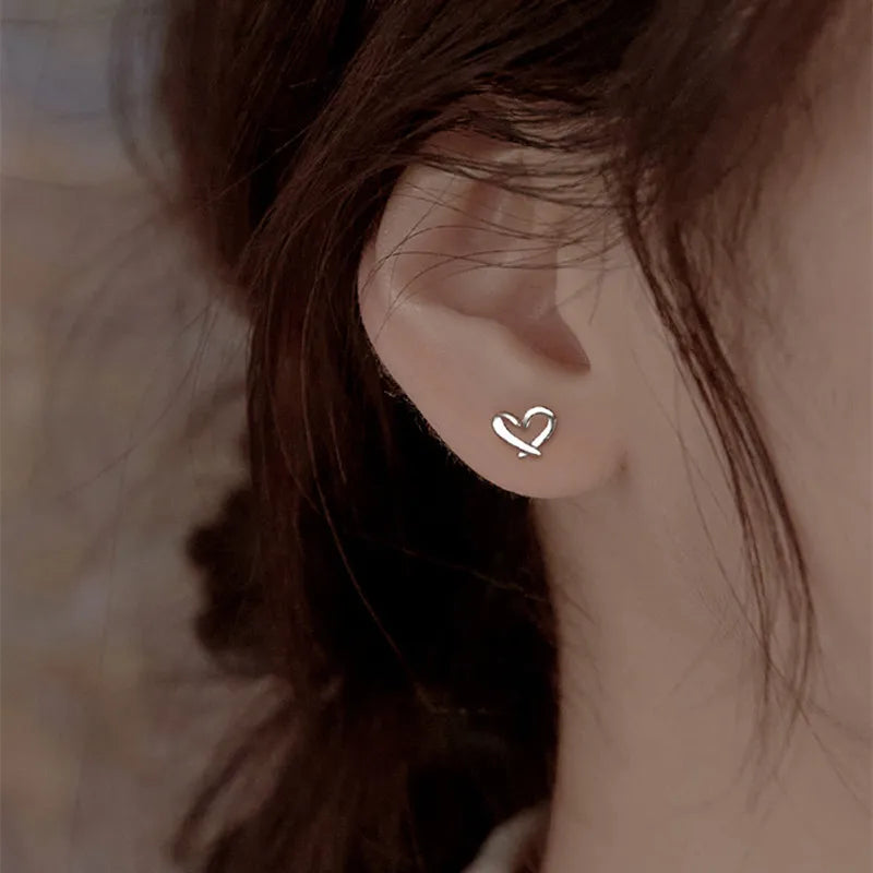 Aretes Corazón Hueco Dorado Plata Pura S999