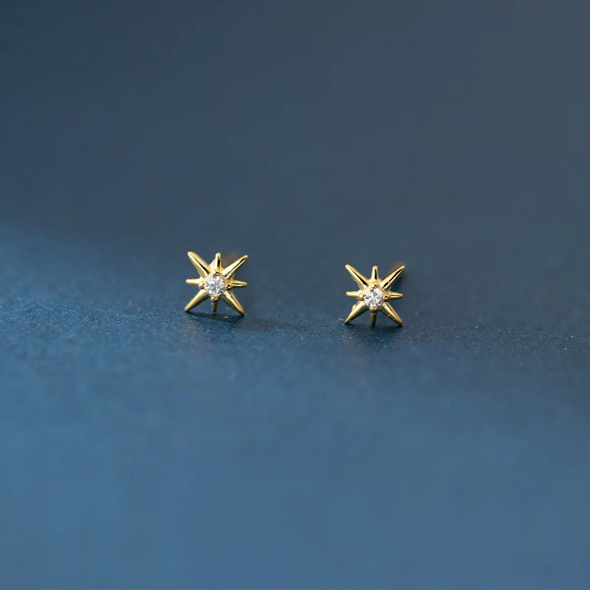 Aretes Estrella Octogonal Dorados Plata Esterlina