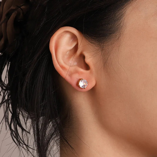Aretes Redondo Dorado Acero Inoxidable