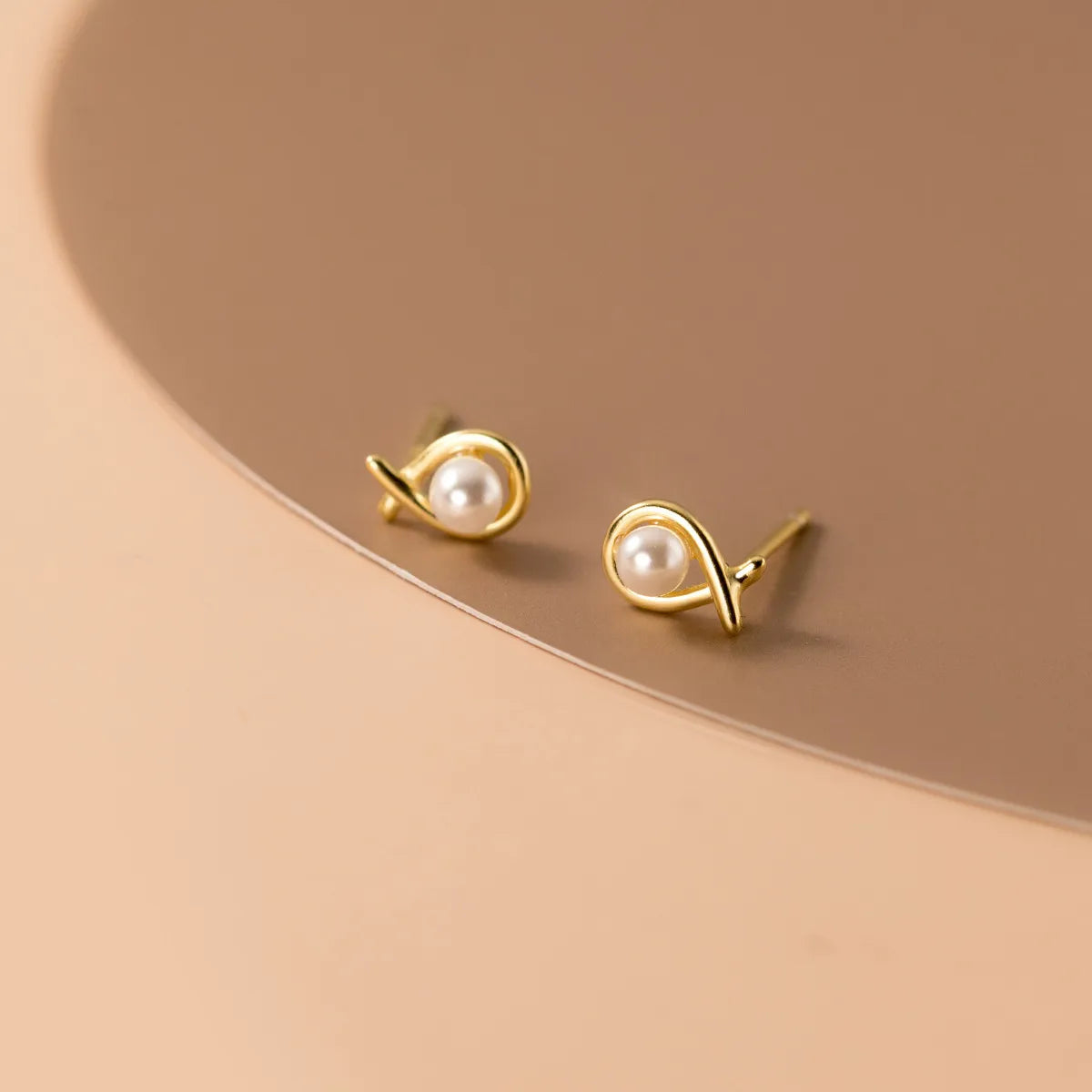 Aretes Perla Dorado Plata Ley S925