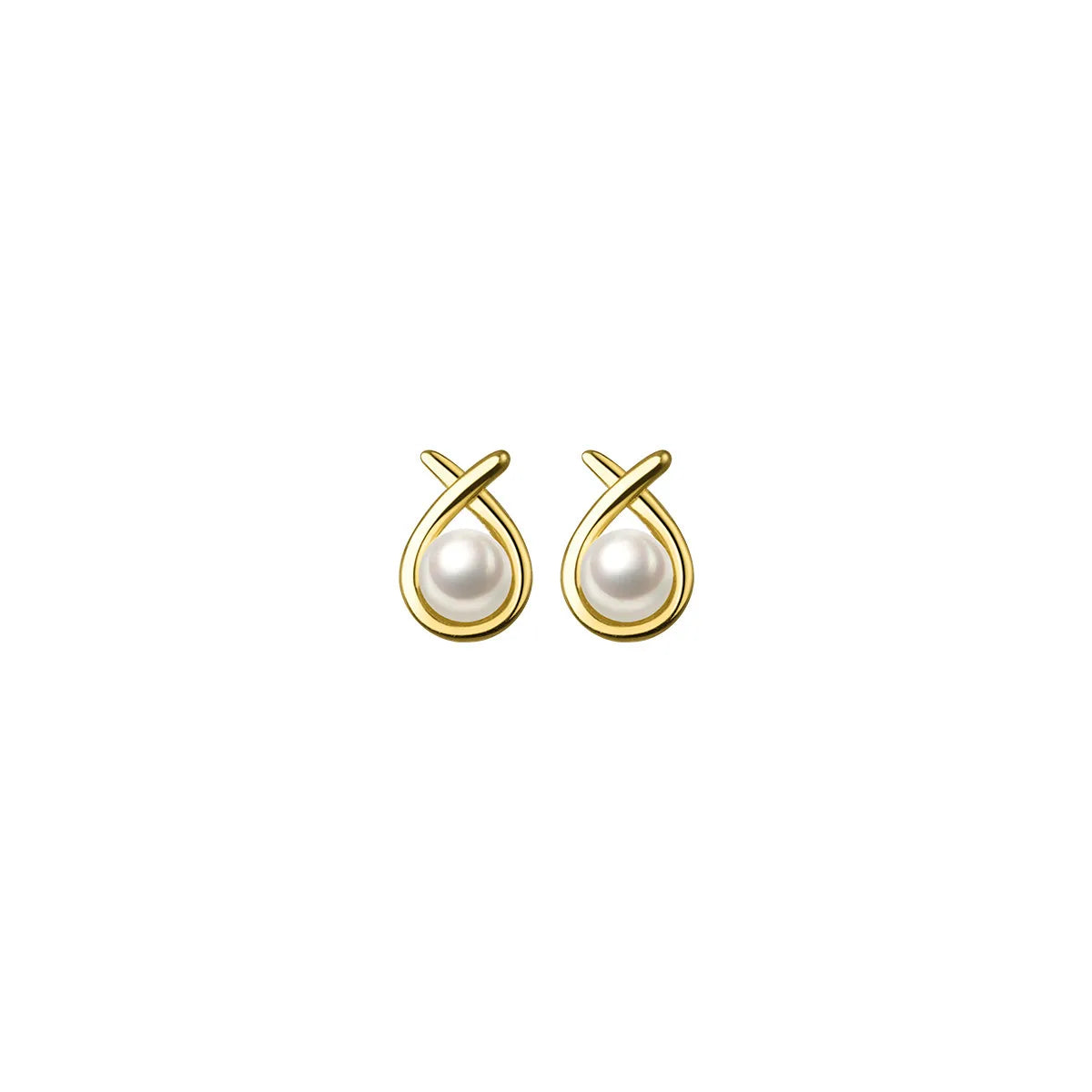 Aretes Perla Dorado Plata Ley S925