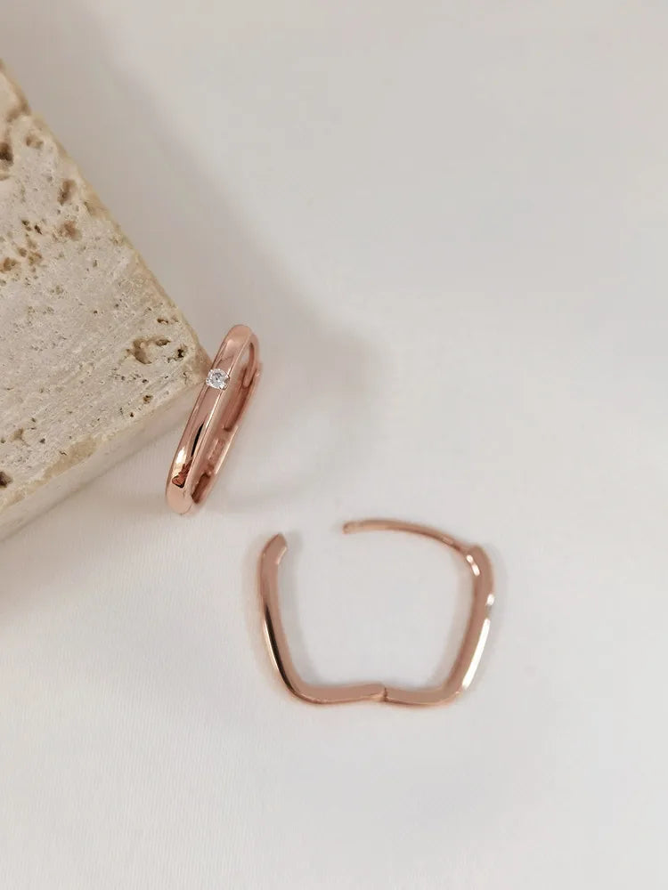 Arracadas Cuadradas Oro Rosado Plata 925
