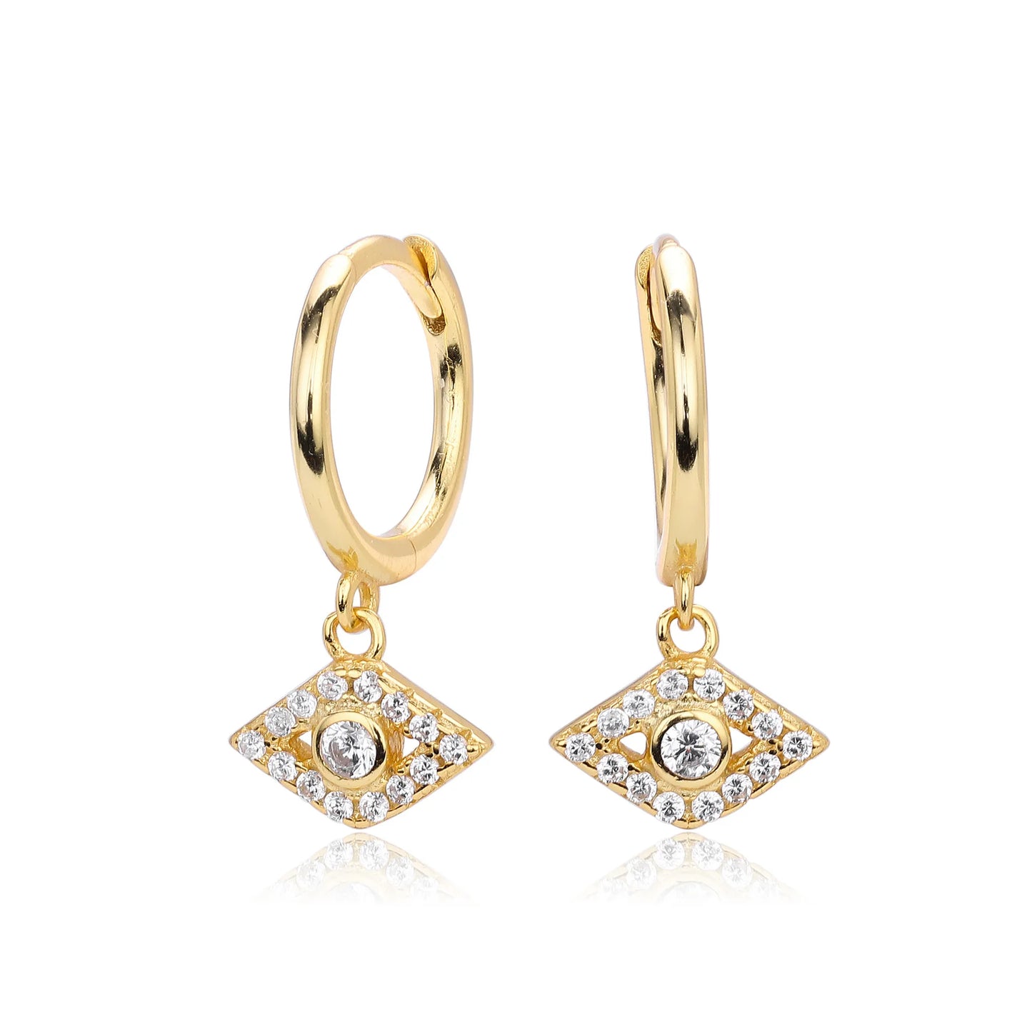 Aretes Ojo Dorado Plata Esterlina S925