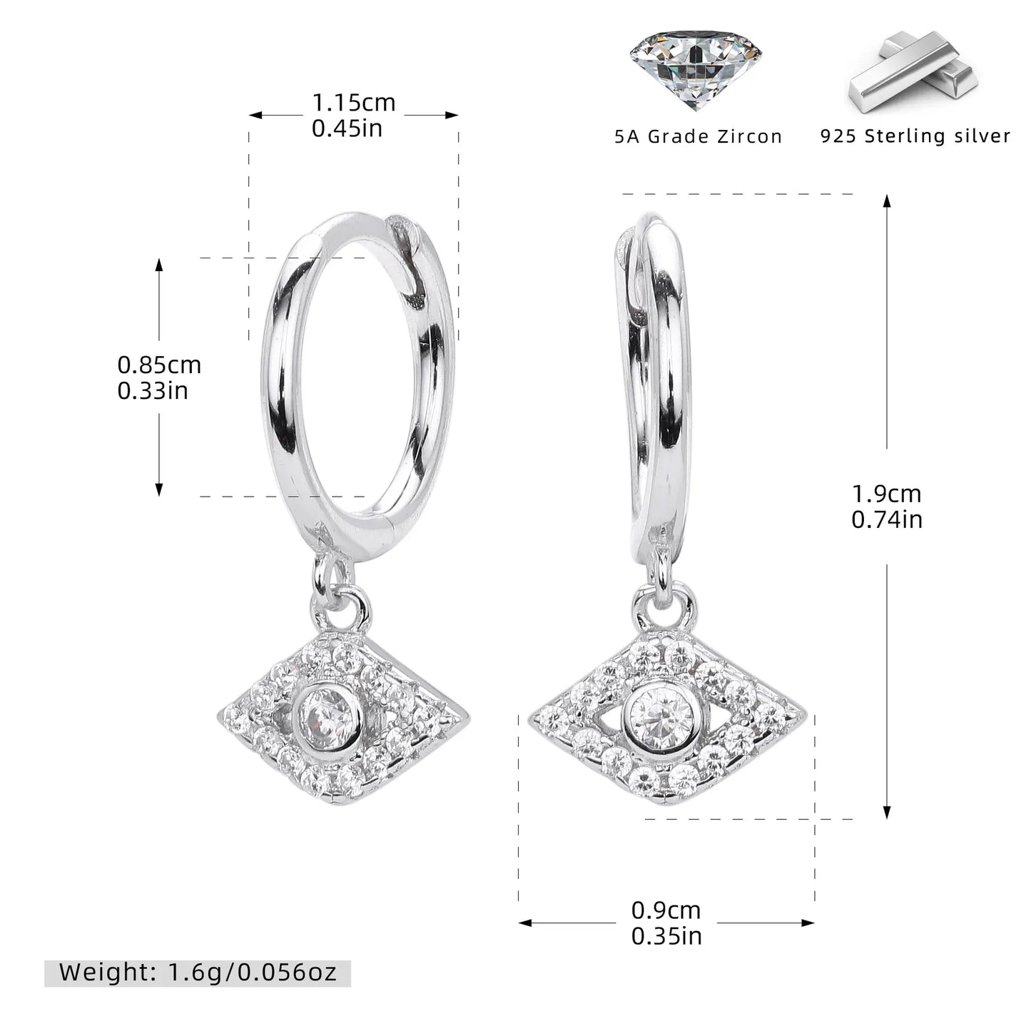 Aretes Ojo Plata Esterlina S925