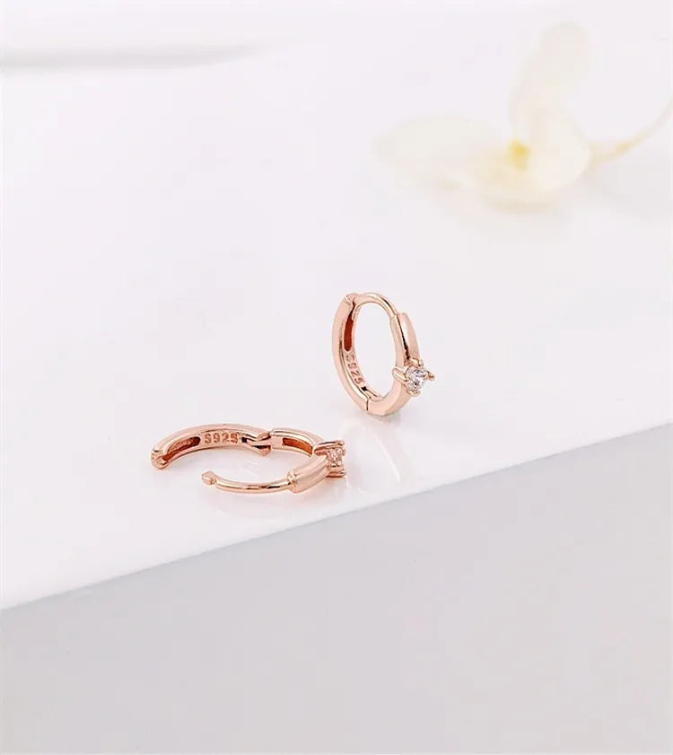 Arracadas Pequeñas Oro Rosado Plata Esterlina S925