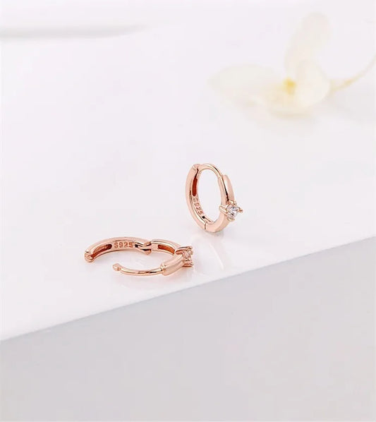 Arracadas Pequeñas Oro Rosado Plata Esterlina S925