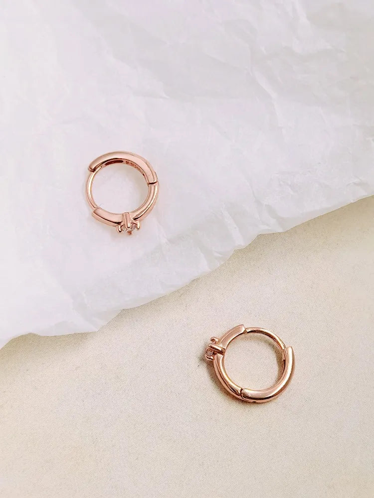 Arracadas Pequeñas Oro Rosado Plata Esterlina S925