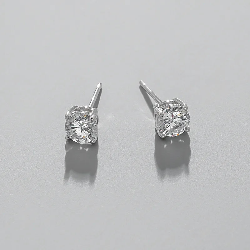 Aretes Circón Redondo 5mm Plata S925